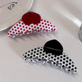 Small Fragrance Hair Claw Clip with Black White Red Peach Heart Print Pattern Polka Dot Color Blocking Made of Acetate