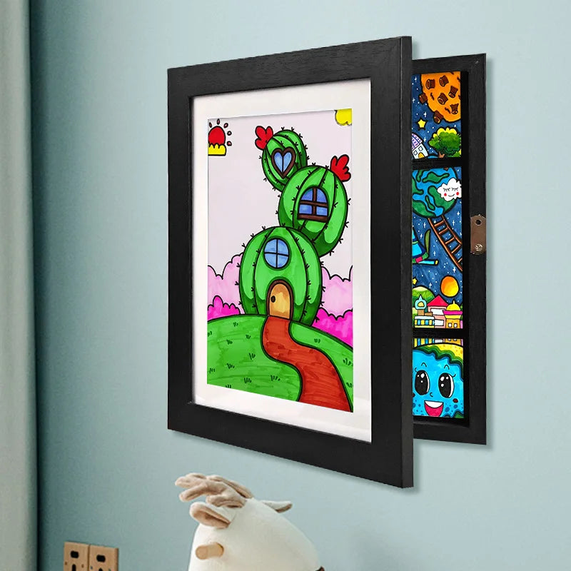 Magnetic Flip Photo Frame for Kids Home Decoration Iron Material Replaceable Children's Art Poster Picture Drawing Display
