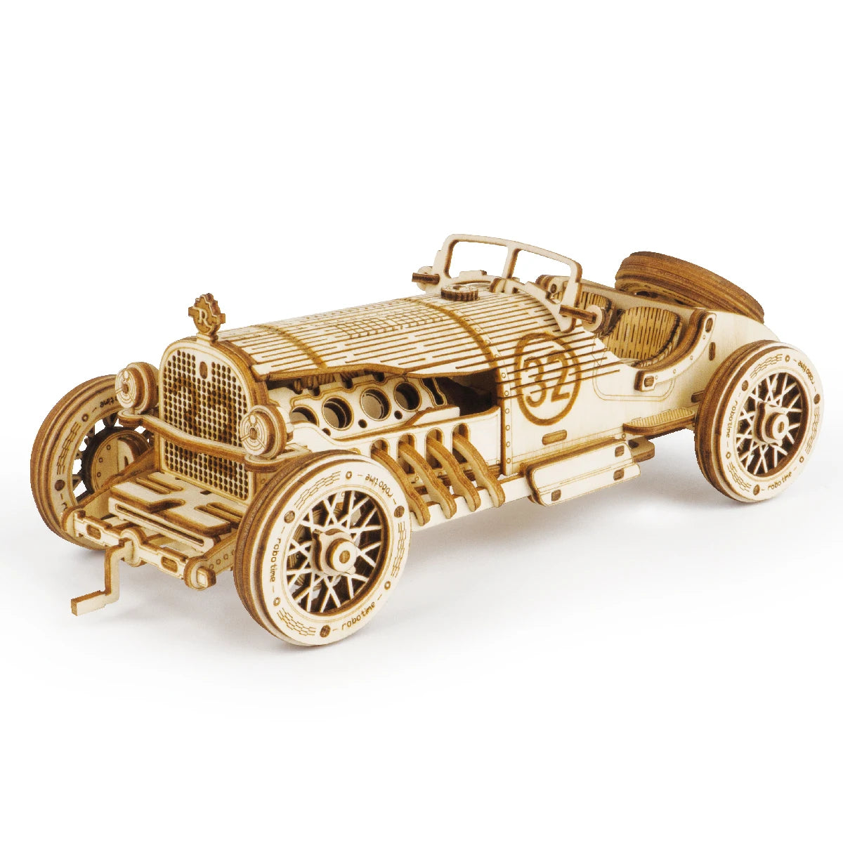 Robotime Rokr DIY Wood Crafts MC401 V8 Grand Prix Car Model Kit 3D Wooden Puzzles for Dropshipping