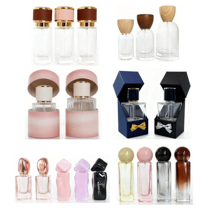 Luxury Unique Custom 30 ml 50ml 100 ml Empty Square Round Glass Small 30ml Perfume Oil Bottle 50ml With Box Packaging A888