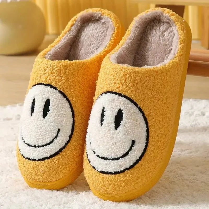 Winter Warm Woman Girls Smile Face Fleece Plush Home Indoor Slipper