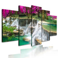 Beautiful Natural Scenery Acrylic Painting Hd Print Poster 5 Piece Decorative Canvas Waterfall Wall Art Landscape Painting