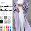 Custom Luxury Satin Abaya Silky Modest Dress Elegant Eid Kimono Islamic Clothing Cardigan Muslim Women Butterfly Open Abaya