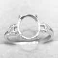 Sterling Silver 9*11mm Semi Mount Ring Empty Frame Blank Support Setting S925 Base Holder Without Center Stone for DIY Inlay