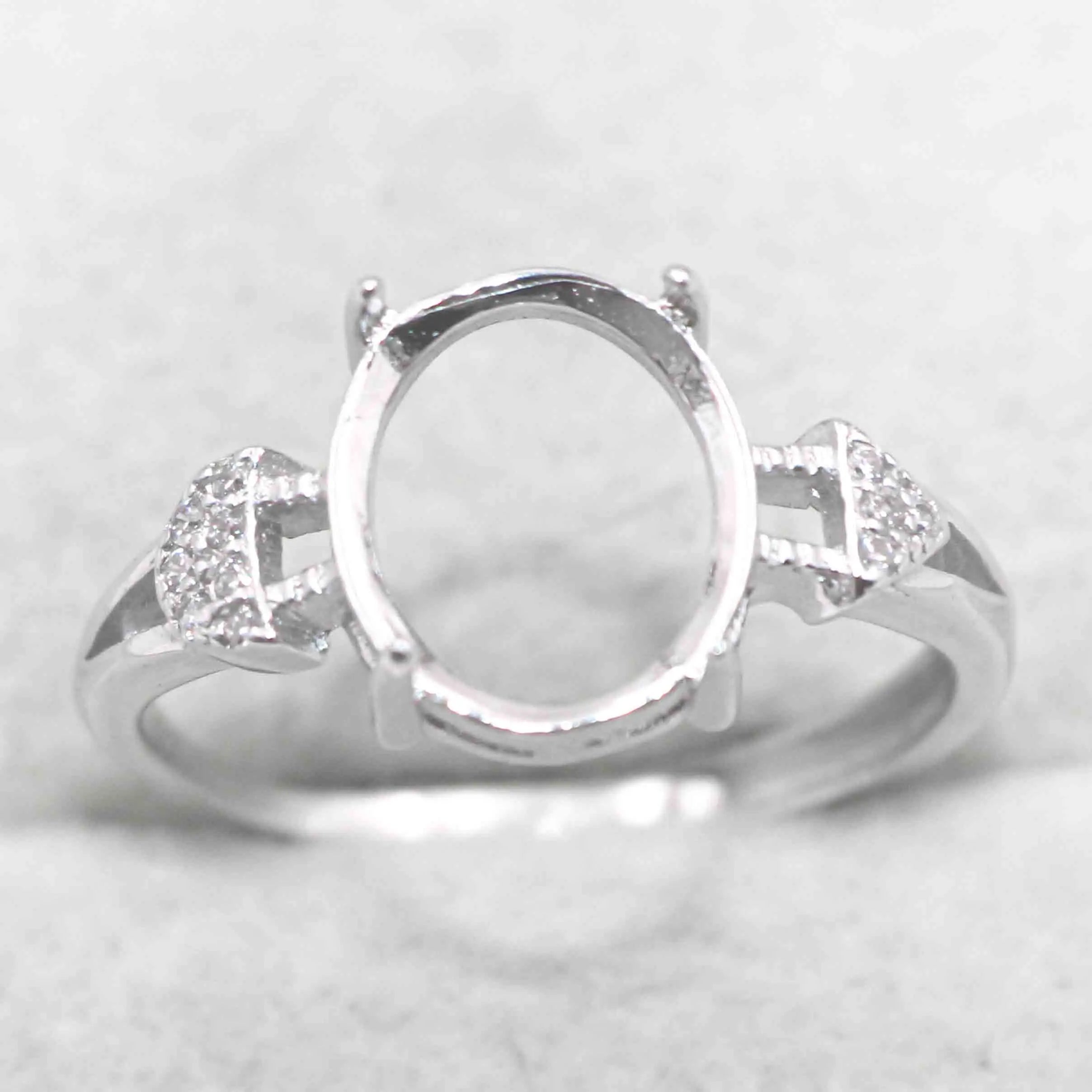 Sterling Silver 9*11mm Semi Mount Ring Empty Frame Blank Support Setting S925 Base Holder Without Center Stone for DIY Inlay