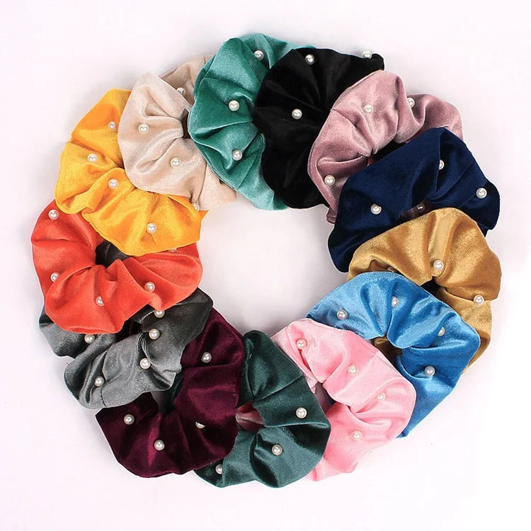 MIO Wholesale Pure Color Pearl Headband Luxury Plain Velvet Headband