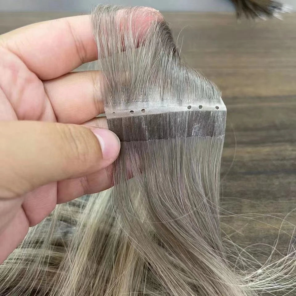 12A Russian Remy Tape Ins Hair Extensions with Holes New Design Invisible PU Skin Hole Weft Hair Extensions