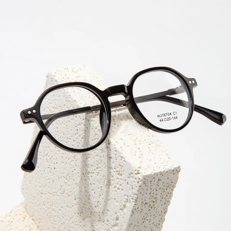 New Half Titanium Frames Optical OEM Round Design Custom Optical Glasses Frame Retro Luxury Diamond Face Shape Reading MegaBDM