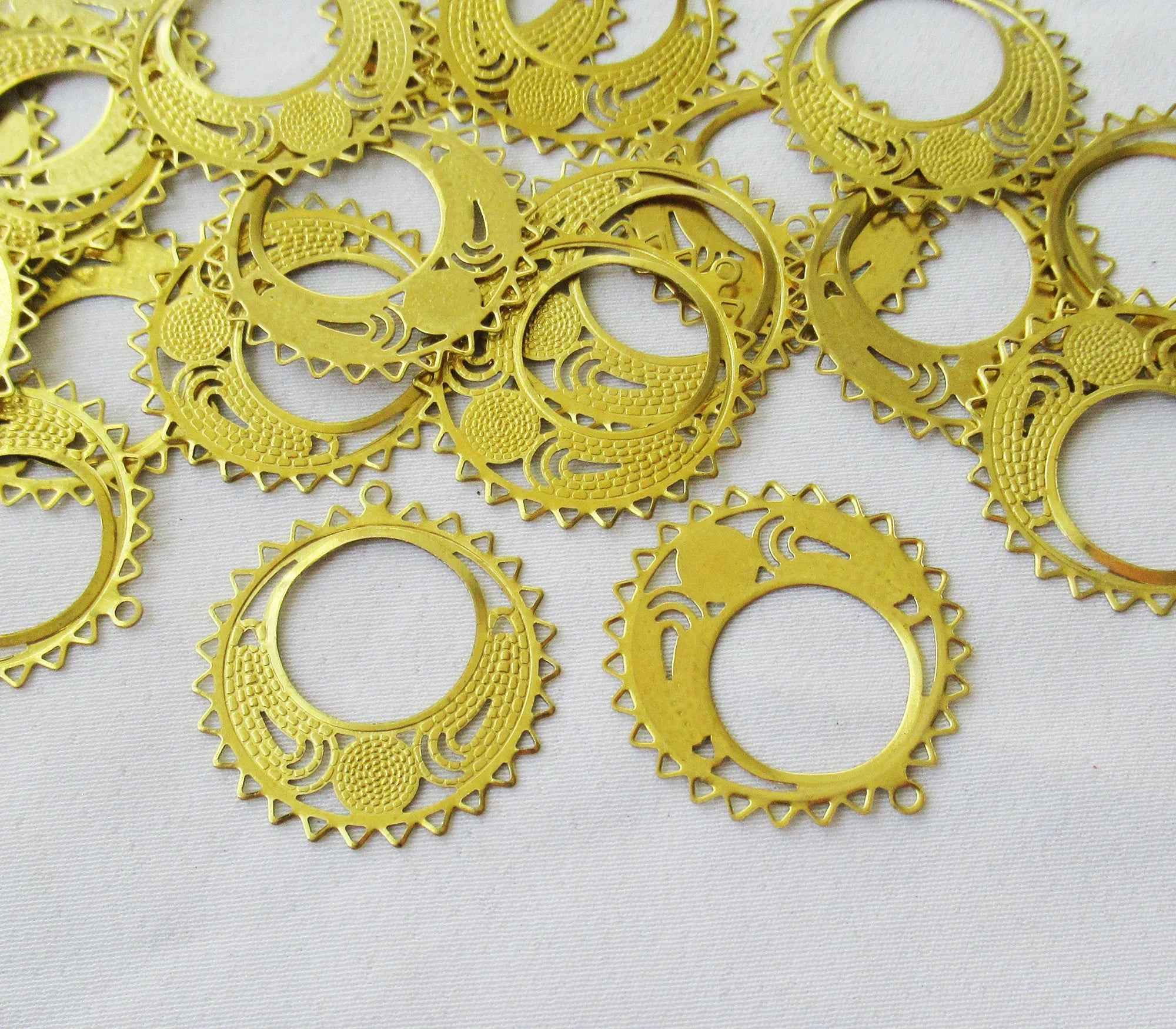 Sun Sunflower Charms 25mm Brass DIY Findings