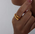 2023 Minimalist Irregular Open Ring 18K Gold Silver Jewelry 316L Stainless Steel Non Tarnish  Fashion Stackable Finger Ring