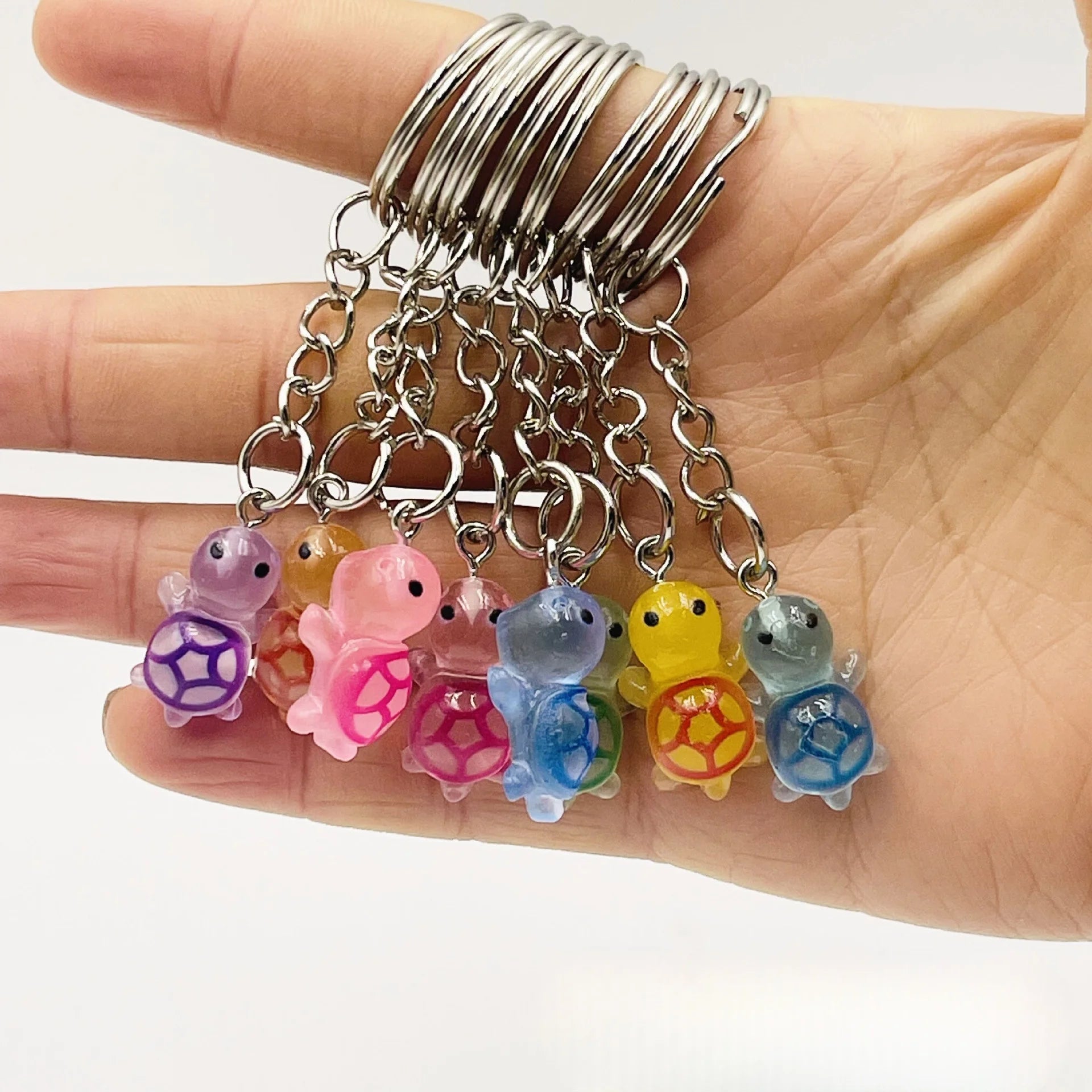 Cute Sea Animal Souvenir Tortoise Keychain Cartoon Pvc Ocean Turtle Key Chains Resin Keyring Bag Charm Pendant Luminous Keychain