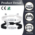 2PCS Sets Custom Sliver Rope Engraved Bracelet 304 Stainless Steel Couples Laser Logo Men Women Punk Magnetic Heart Bracelet