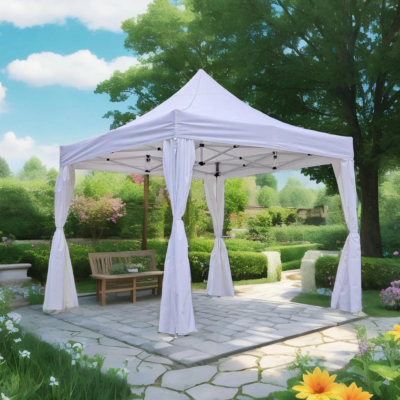 FEAMONT Luxury 10x10 ft 3x3m Big White Chapiteau Outdoor Wedding Church Marquee Tent for People Events Party