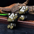 Natural Obsidian Kitty Cat Figurine Crystal Rough Stone Carving for Home Living Room Desktop Decoration Raw Technique