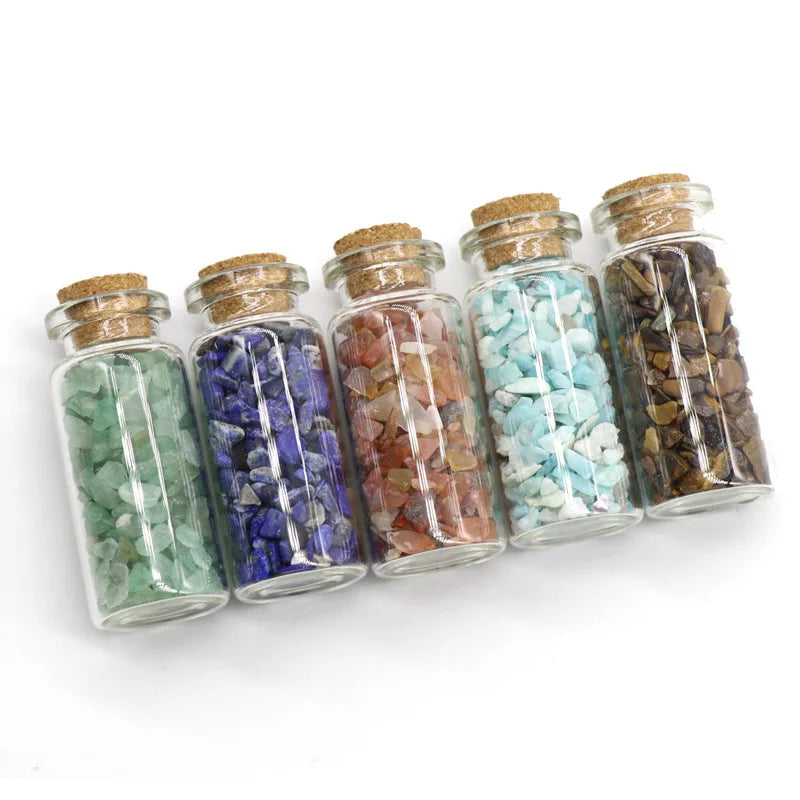 Natural Crystal Art Glass Wishing Bottle Home Decor Healing Stone Natural Polished Stones Lucky Drifting Bottle Birthday Gifts