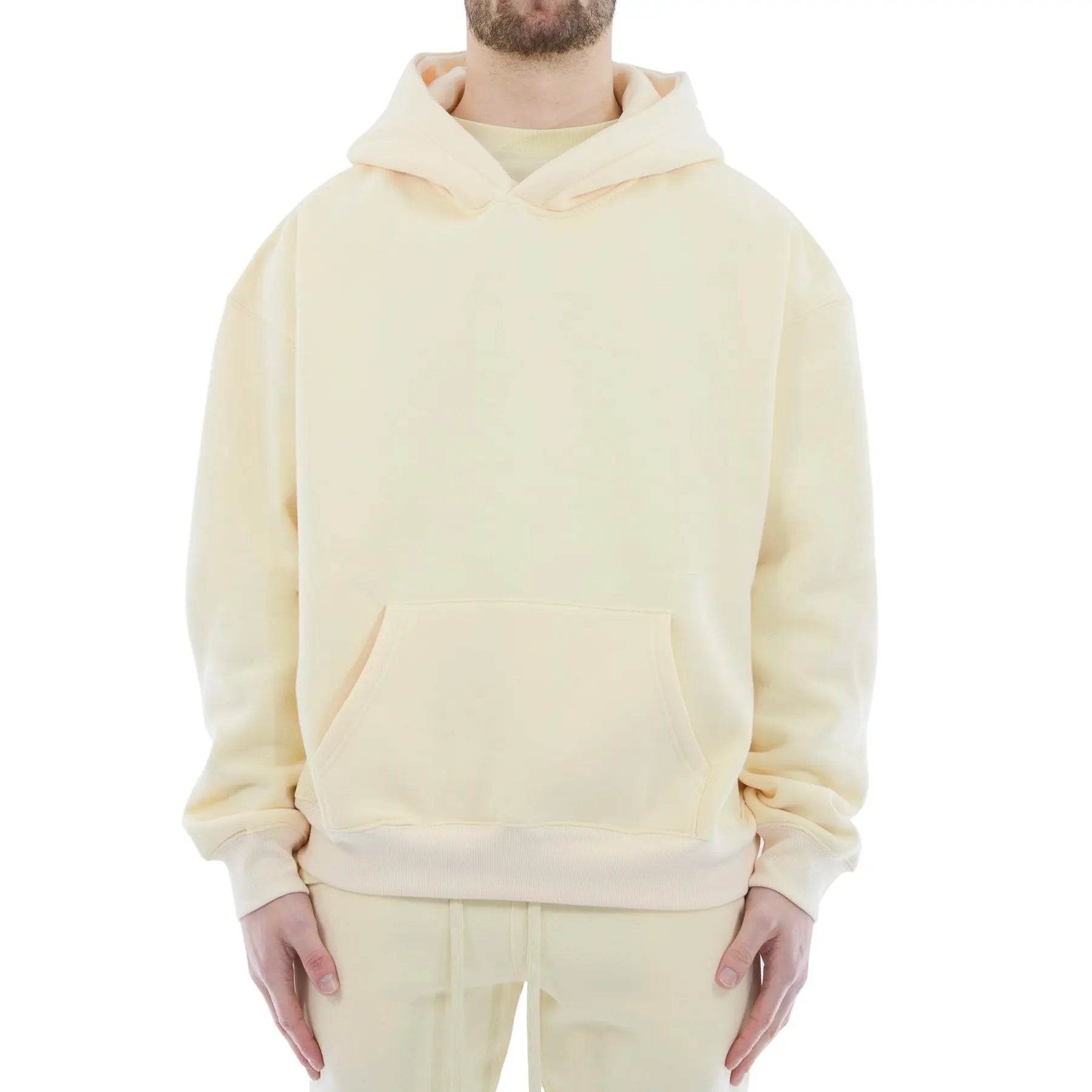 Men's Heavy Weight Polyester/Cotton Fleece Eco-Friendly Windproof Hoodie-Customized Color Logo Plain Dyed Autumn Season Hooded