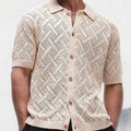 Cross-border Europe and the United States Summer Knitwear Men's Polo Short-sleeved Hollow Cardigan 2024 New Men's T-shirt