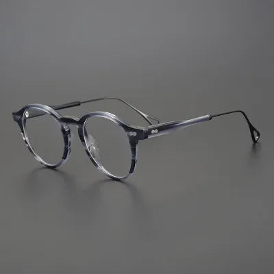 2022 New Japanese Acetate Pure Titanium Round Frame Transparent Retro Fan Round Optical Glasses Frame