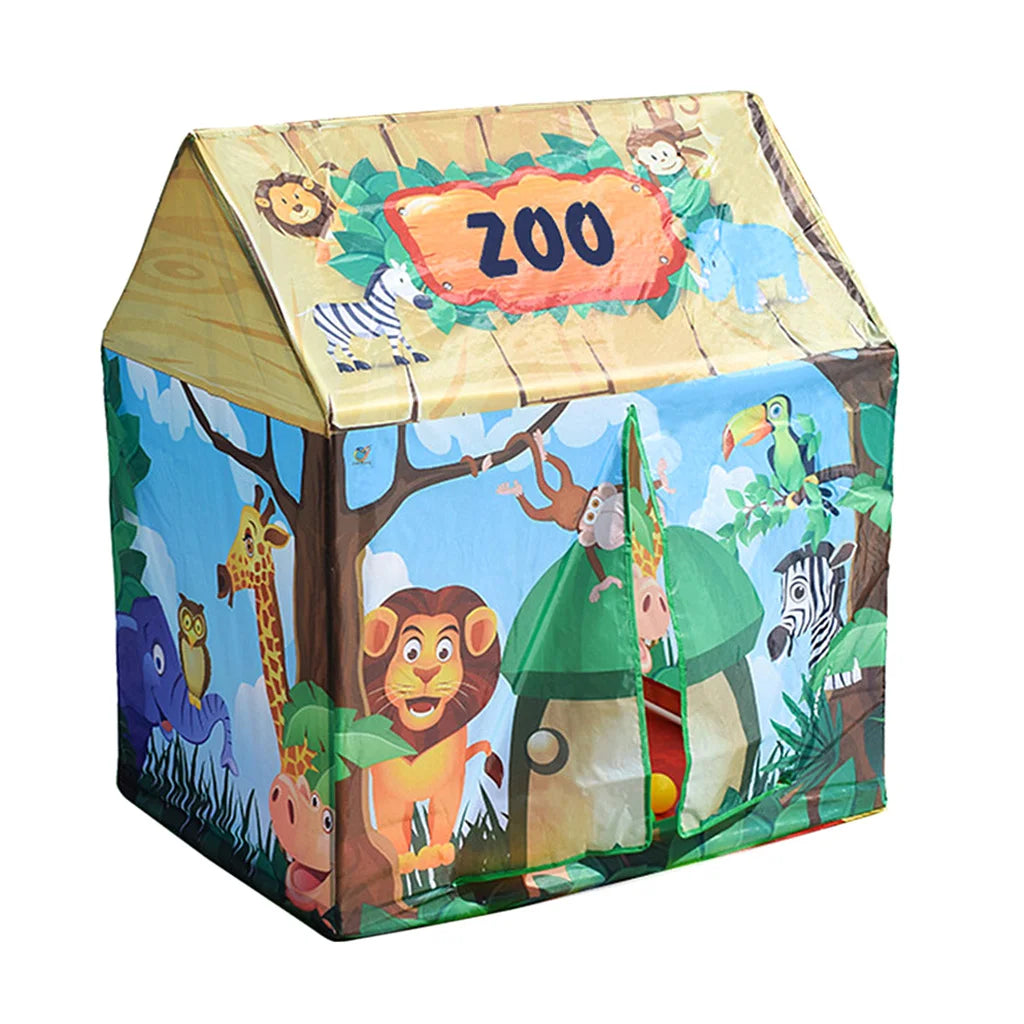 ZOO Animal Kids Forest Play Tent Dinosaur Cartoon Print Outdoor Jumping Castle Children Foldable Play House