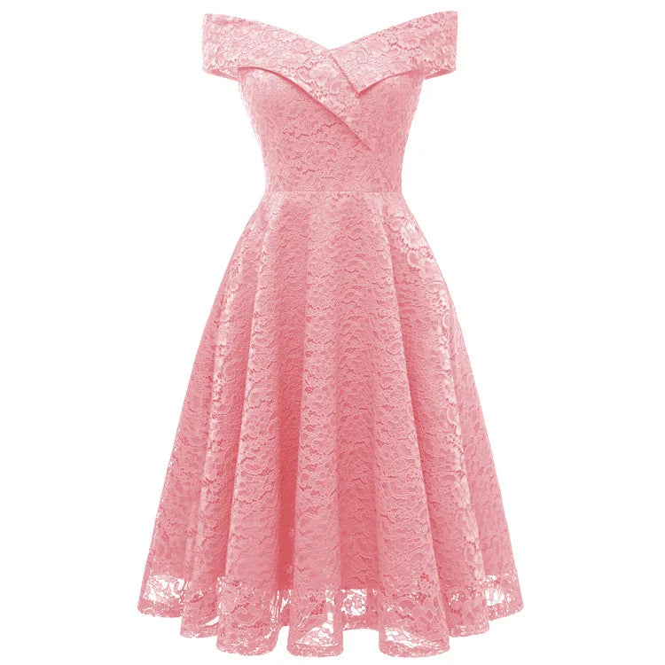 The Latest Fashion Luxury Solid Color Off Shoulder  Banquet Ladies Evening Dresses