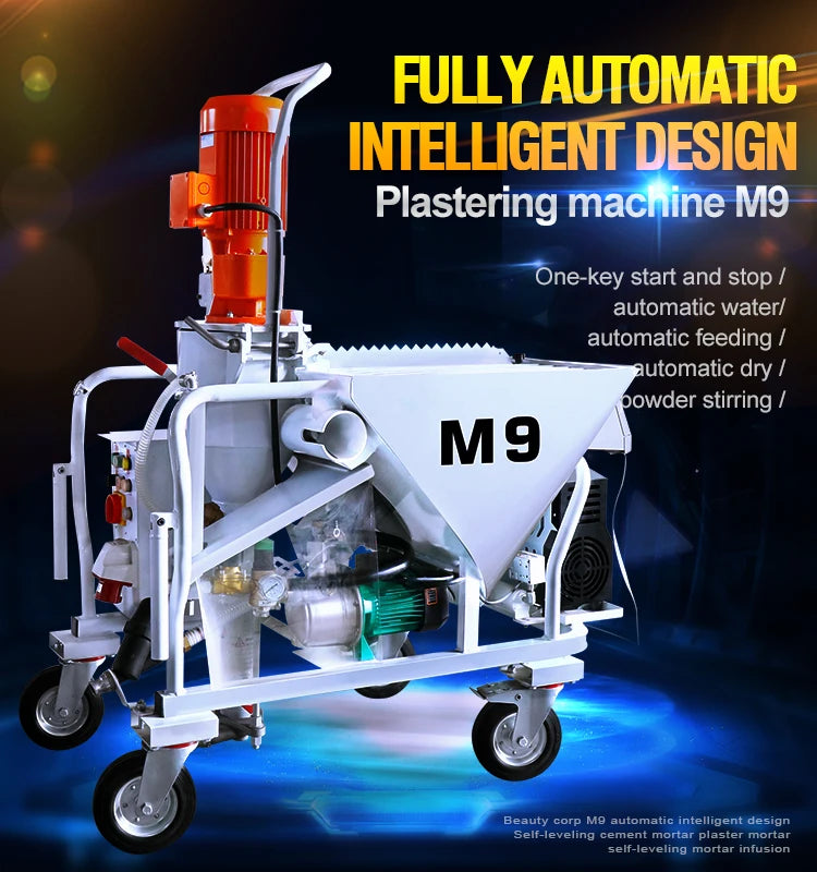 M9 Exterior Wall Gypsum Putty Cement Sprayer Pump and Motor Core Components Plaster Mortar Spraying Machine