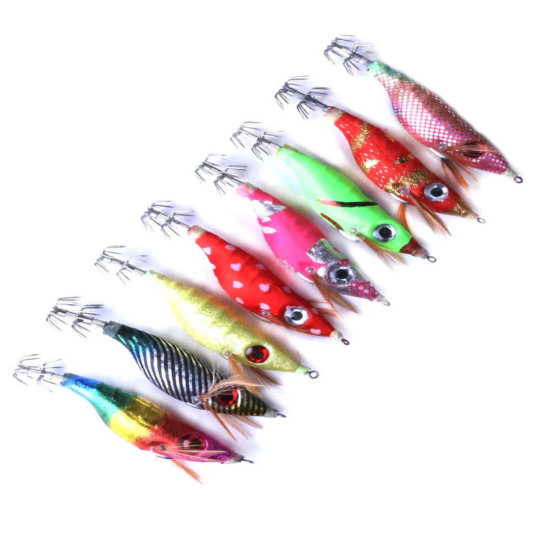TOPRIGHT FH208 9g 100mm Squid Lure Simulation Shrimp Shape Bait With Luminous Squid Jig Hook 3d Lifelike Eyes Lures