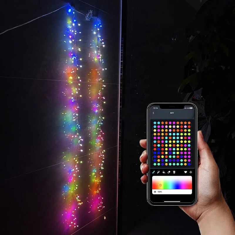 RGB LED Firecracker String Lights USB APP Smart Christmas Decorative Lighting Chinese New Year Garden Festival Holiday Decor
