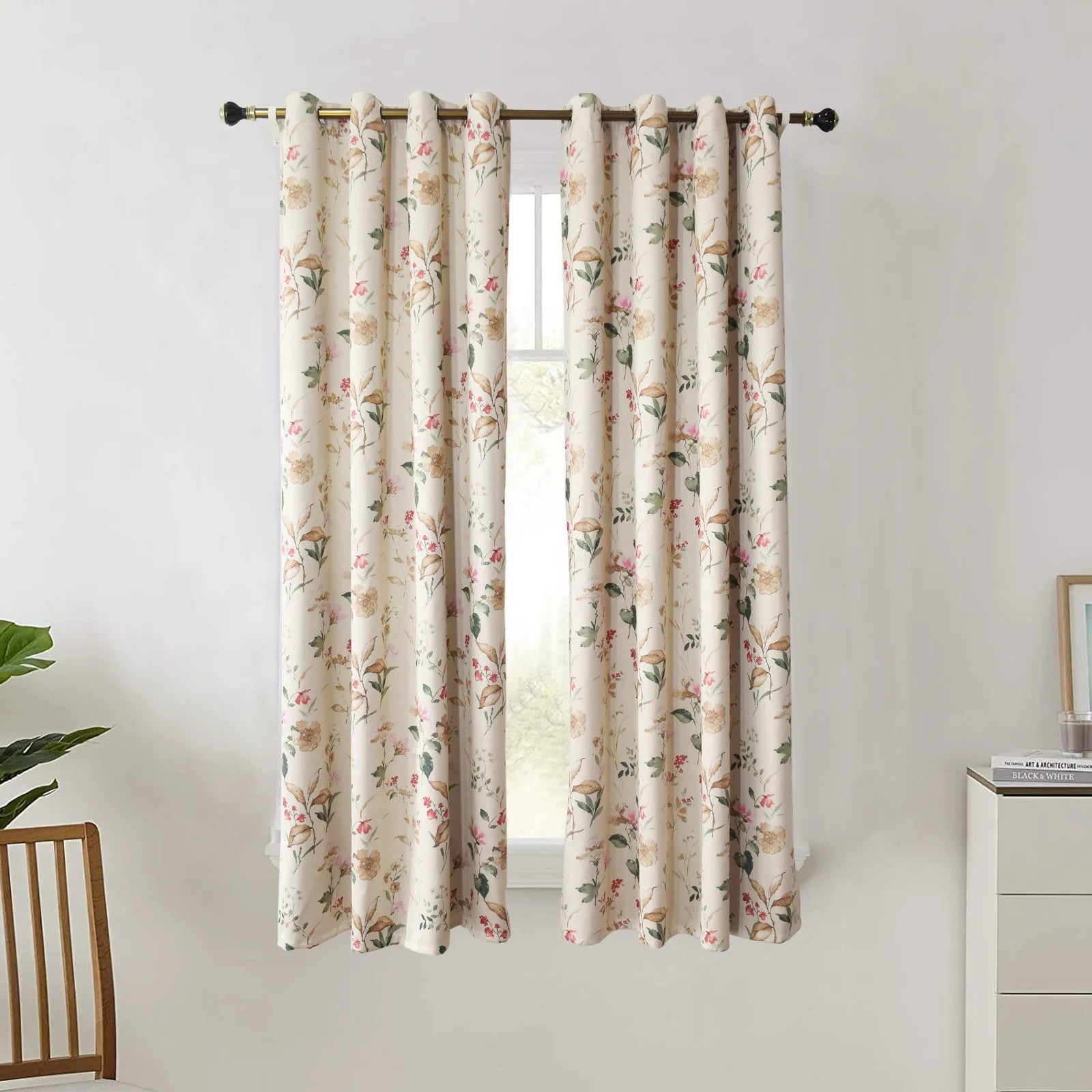 Floral Print Blackout Curtains and Drapes for Bedroom Modern Style Thermal Insulated Room Darkening Window Flowers Curtain