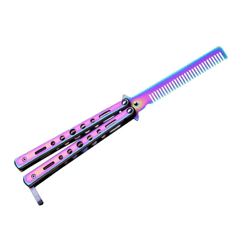 Factory Price the Butterfly Comb Training Tool Colorful Titanium Comb Uncut Blade Beginner Tactical Safety Practice Comb