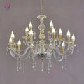 Luxury 10+5 Heads Silver Gold Metal Chandelier Acrylic Crystal Wedding Ceiling Light for Banquet Hall Hanging Decorations