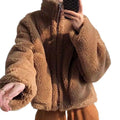 Custom Oversized Women Casual Chenille Pullover Sweatshirt Hooded Thick Jacket Zip up Fluffy Sherpe Polar Fleece Hoodie Jackets