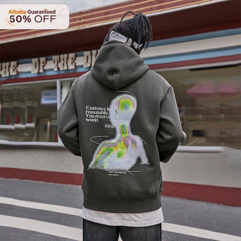 INFLATION Custom DTG No String Hoodies Oversized Heavy Weight Clothing Manufacturers Unisex Hoodie Sweatshirt