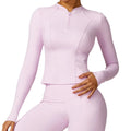 Women's Zip-Up Tight-Fitting Long-Sleeved Yoga Shirt Outdoor Running High-Intensity Fitness T-shirt Quick-Drying Material