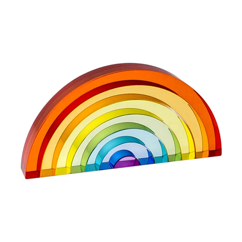 Rainbow Acrylic Building Blocks for Children Educational Construction Toys & Display Racks Board Dyeing Processing