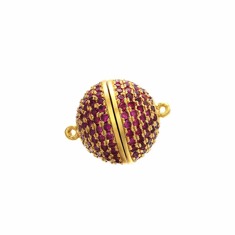 CZ8771 Gold Gunmetal Plated Rainbow Multicolor Colorful CZ Micro Pave Magnetic Ball ClaspsDiamond Pave Round Magnetic Clasp