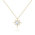 Eight-pointed Star Pendant Necklace 925 Sterling Silver Natural Gemstone Milky Blue Moonstone Pendant Choker Chain Necklace