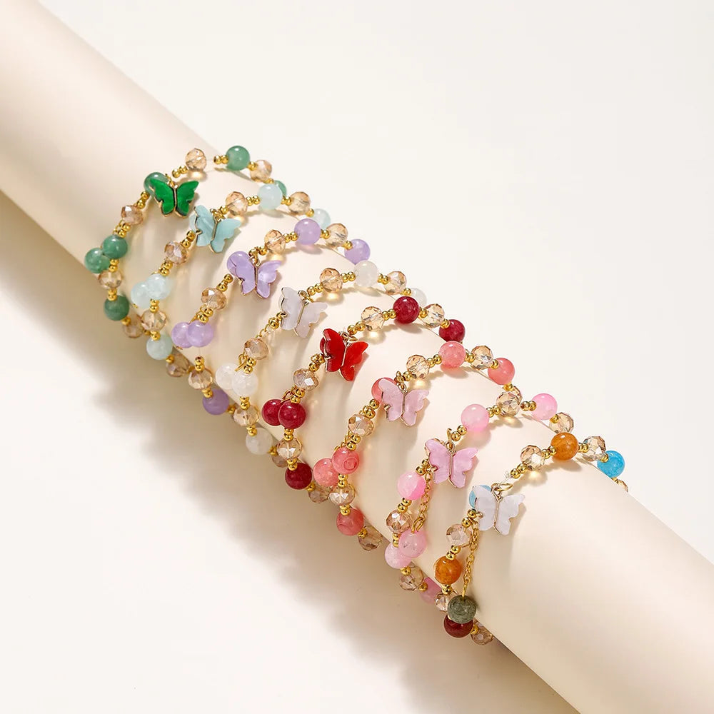 Butterfly Bracelets Beads Tassel Stretch Bracelet Charm Boho Colorful Gifts Jewelry for Women and Teen Girls