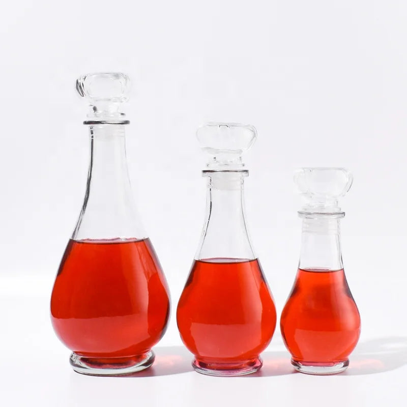 Ru Star 250ml 500ml Wholesale Empty Clear Thick Base Round Glass Liquor Bottle With Cork