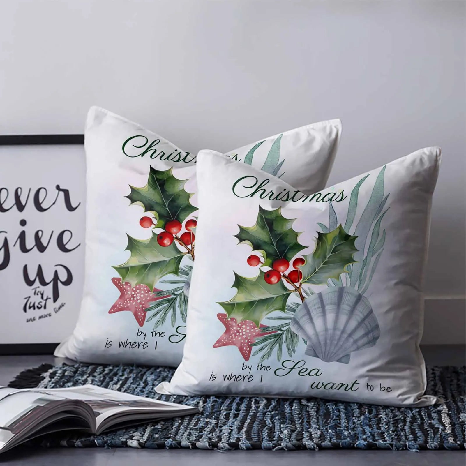 New Year Christmas Decor Custom Photo Printed Sublimation Pillow Cover Waterproof Outdoor Pillow Cases and Cushions