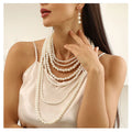 Europe and America Simple Multi-layer Pearl Women's Necklace Long Custom Cheap Low Price Pearl Pendant Necklace
