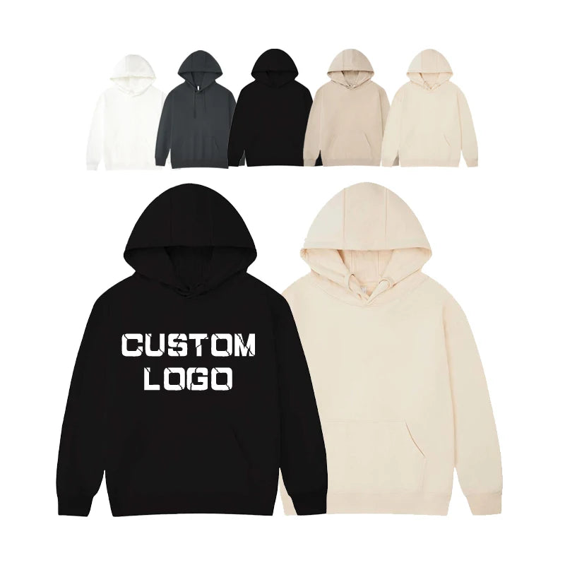 Customized  Cotton Hooded Pullover Sweatshirt Silk Screen Printing High Quality Heavy Fleece Oversized Blank Men's Hoodies