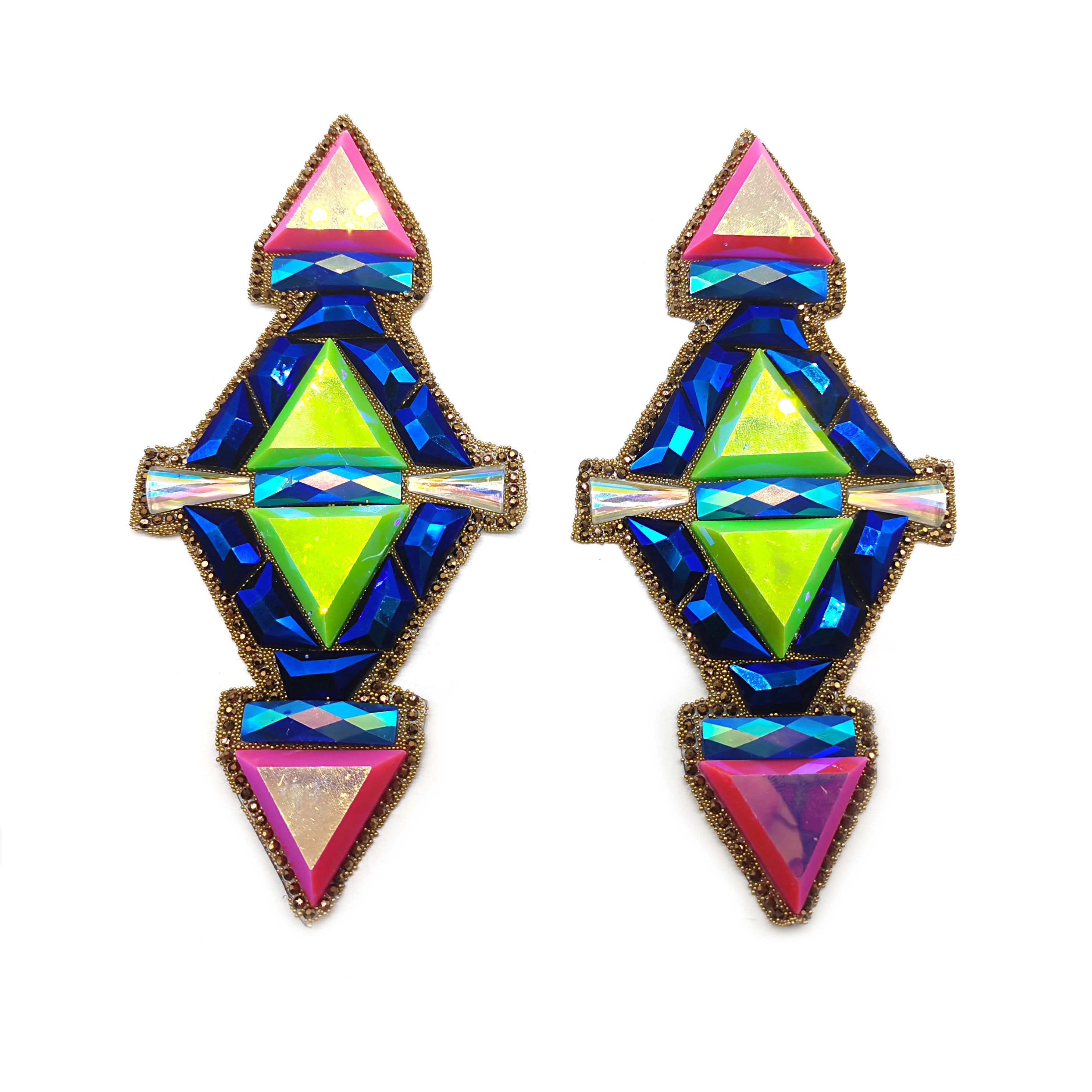 Custom Carnival Costume Accessories Iron on Rhinestone Applique Gel Back Resin Applique Patch Hot Fix