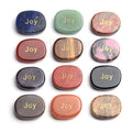 Engraved Inspirational Word Stones Ueven Oval Healing Crystals Gemstone Positive Words Worry Palm Pocket Stones JOY