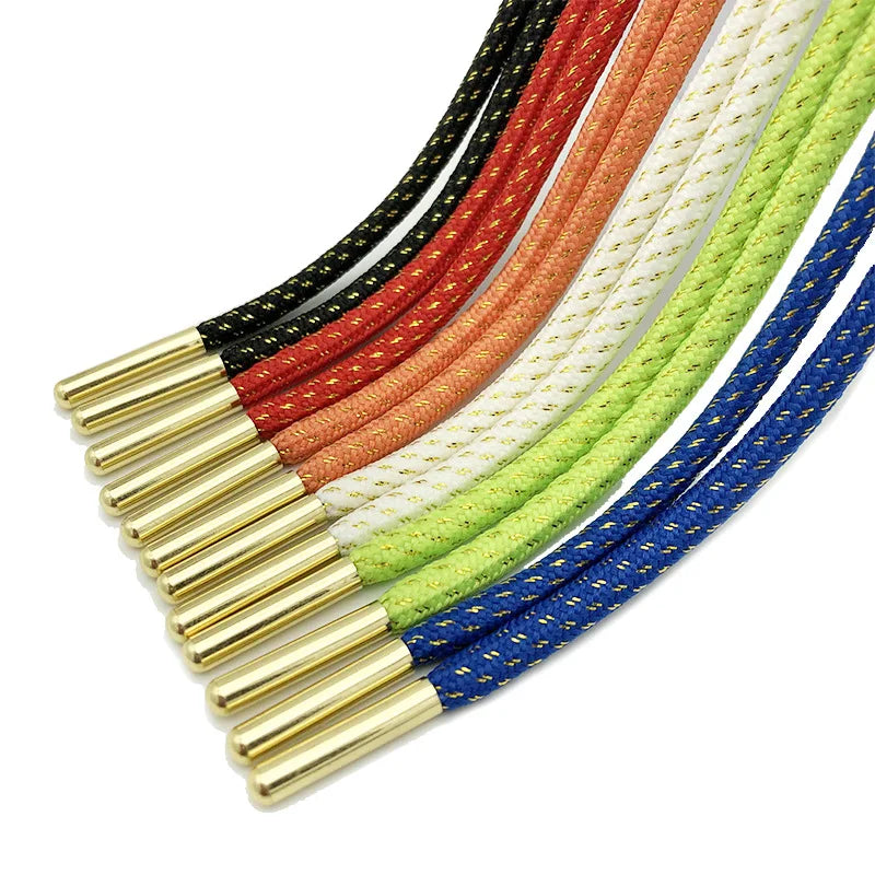 Wholesale 22*4.0mm Brass Round Seamless Shoelaces with Aglet Customizable Colors & Nickel-Free for Pants Waist Hoodie Pull Rope