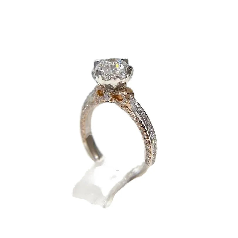 Wholesale 925 Sterling Silver Moissanite Engagement Ring 18K White Gold Plated Wedding Ring for Women