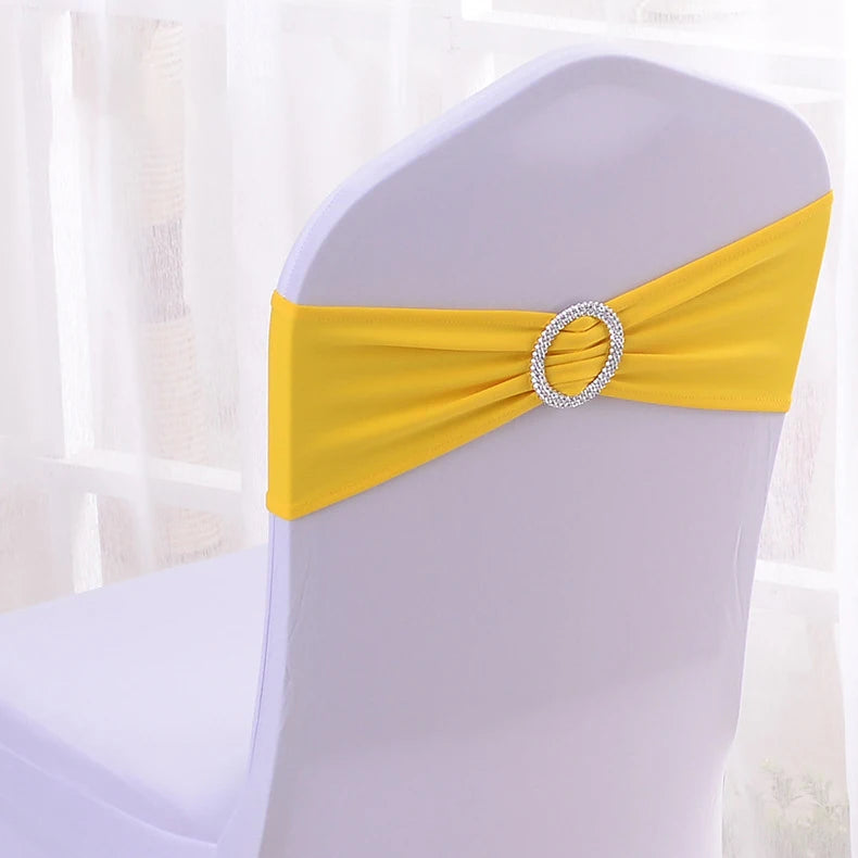 Wholesale Banquet Spandex Chair Sash Knot Wedding Bow Chair Sashes Gold Ties Backs Wedding Decorative Bows for Chairs
