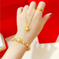Dubai Gold Thai Golden Bear Ring Bracelet Necklace Set Plated 18K Gold Cartoon Cute Little Bear Necklace