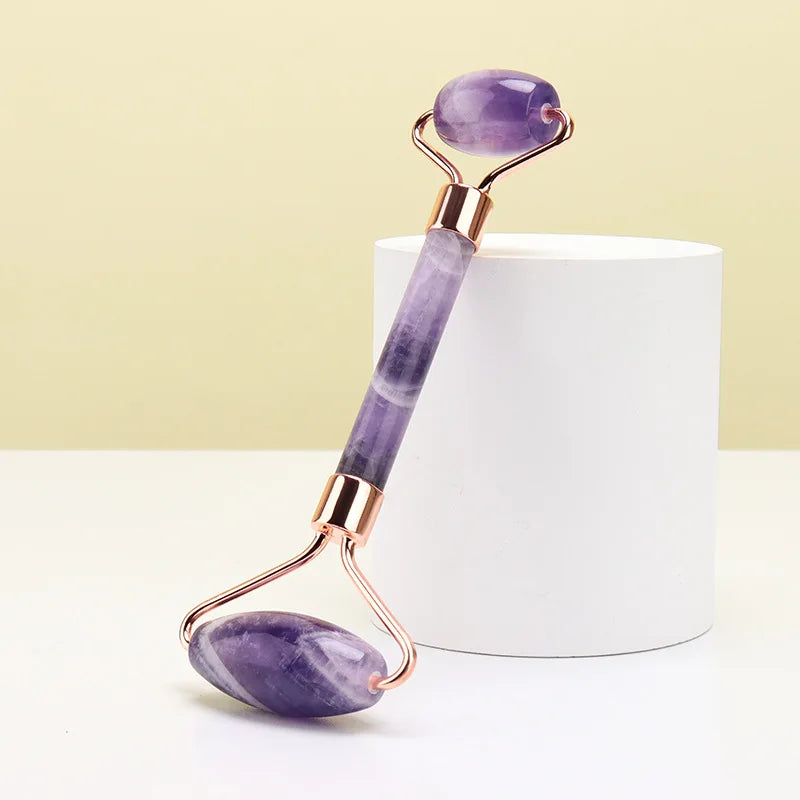 2026 Ladies Gift Set Ideas Giveaway Natural Amethyst Purple Quartz Crystal Jade Roller Scraping Apparatus Guasha Massage