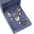 Fashion Design Sea Shell Butterfly Pearl Jewellery Set Natural Freshwater Pearl 18k Gold Plated Necklace Ring Earrings Set