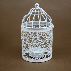 Creative Vintage Iron Bird Cage Candle Holder Hollow Hanging Lantern for Home Decor and Bridal Christmas Ornament